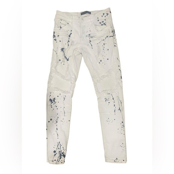 M. Society Politically Incorrect Other - M.Society Politically Incorrect White/Black Paint Stain Skinny Jeans -size 30X30